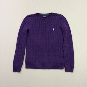 Vintage Ralph Lauren Sport Cable Knit Sweater Women's Medium Purple Crewneck